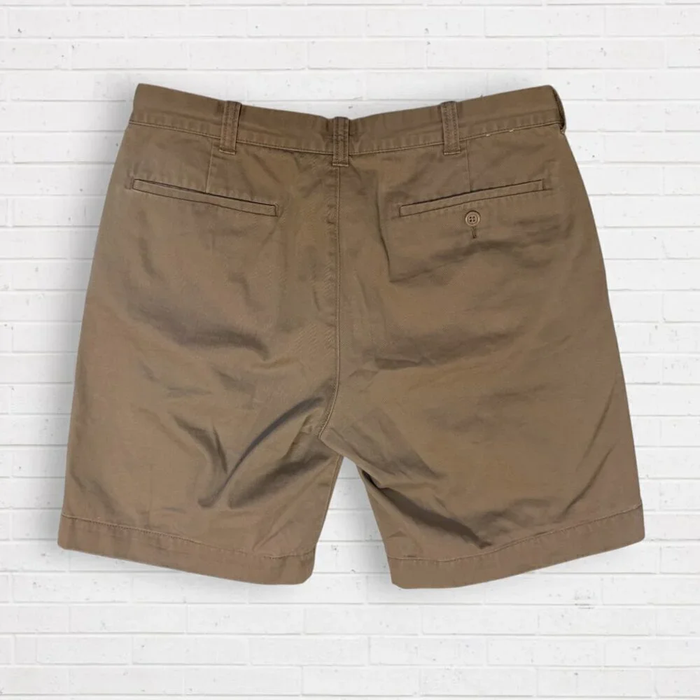 J CREW Factory Mens Gramercy Khaki Tan Chino Classic Shorts 34